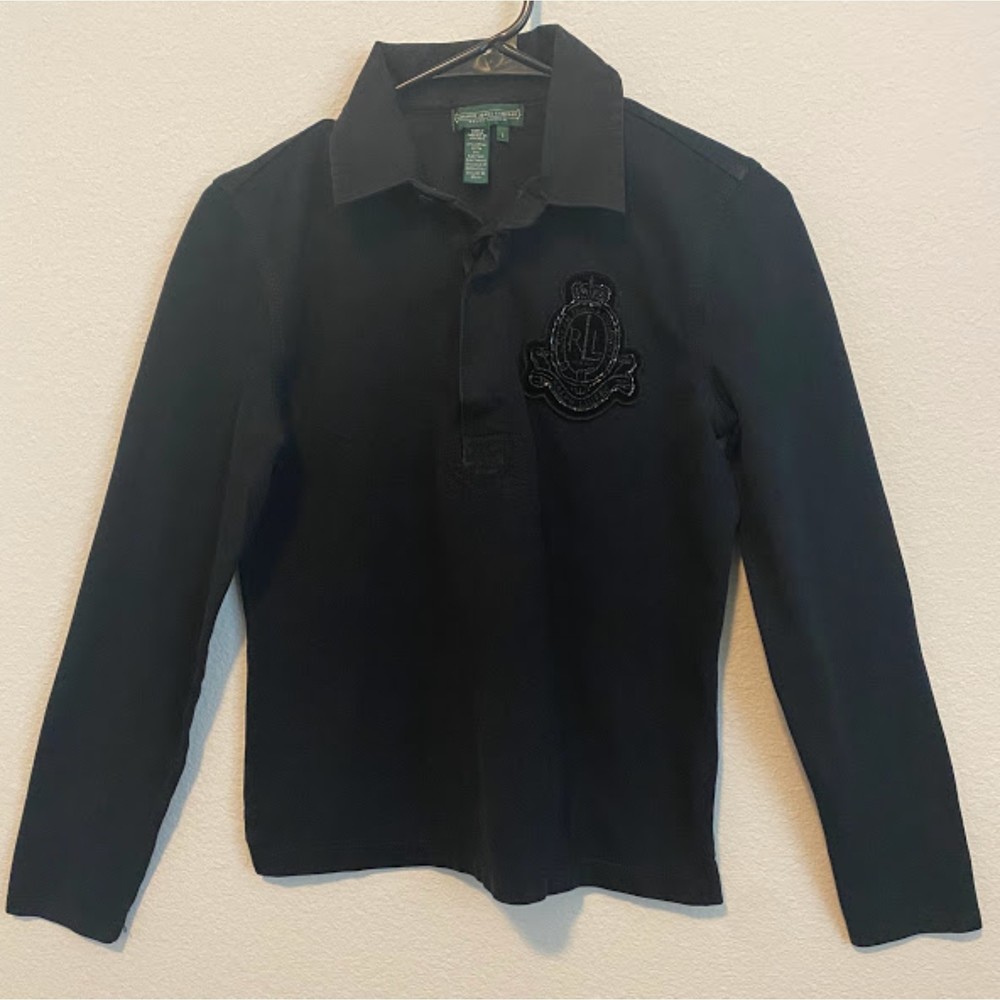 Lauren Jeans Company Ralph Lauren Black Collard Long Sleeve Shirt S